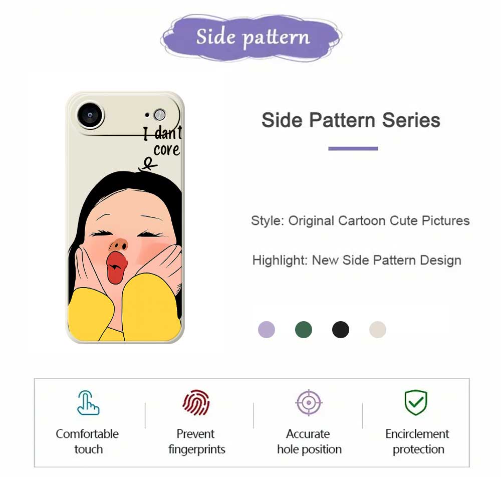 For iPhone 17 Air Case Girl Holding Face Pattern Printing Straight Edge TPU Phone Back Cover