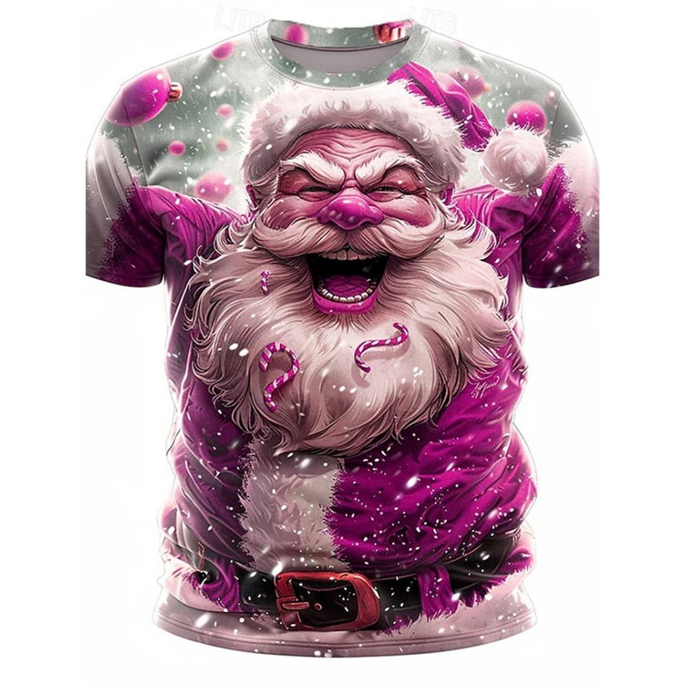 Christmas T Shirts Men 3D Rave Santa Printed T-shirt Hot Sale Xmas Part Holiday