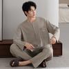 Men's pajamas pure cotton long-sleeved spring and autumn 1011 new casual and simple men's loungewear suit