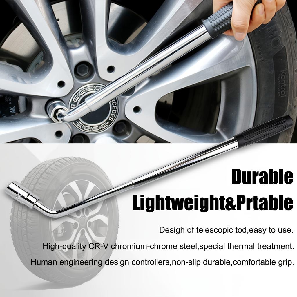Wheel Brace For Car Universal Telescopic Wheel Wrench Extendable Car Lug Wrenches With 17mm 19mm 21mm 23mm Reversible Sockets