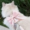 Cute Bow Cat Harness Adjustable Kitten Harness Glossy Cat Harness with Leash for Kittens Adult Cats Party Outdoor Walks
