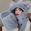 WTEMPO Solid Color Furry Plush Cute Ear Decor Gloves Scarf Hats Cold-proof Windproof Warm Autumn Winter Casual Verstaile Hats