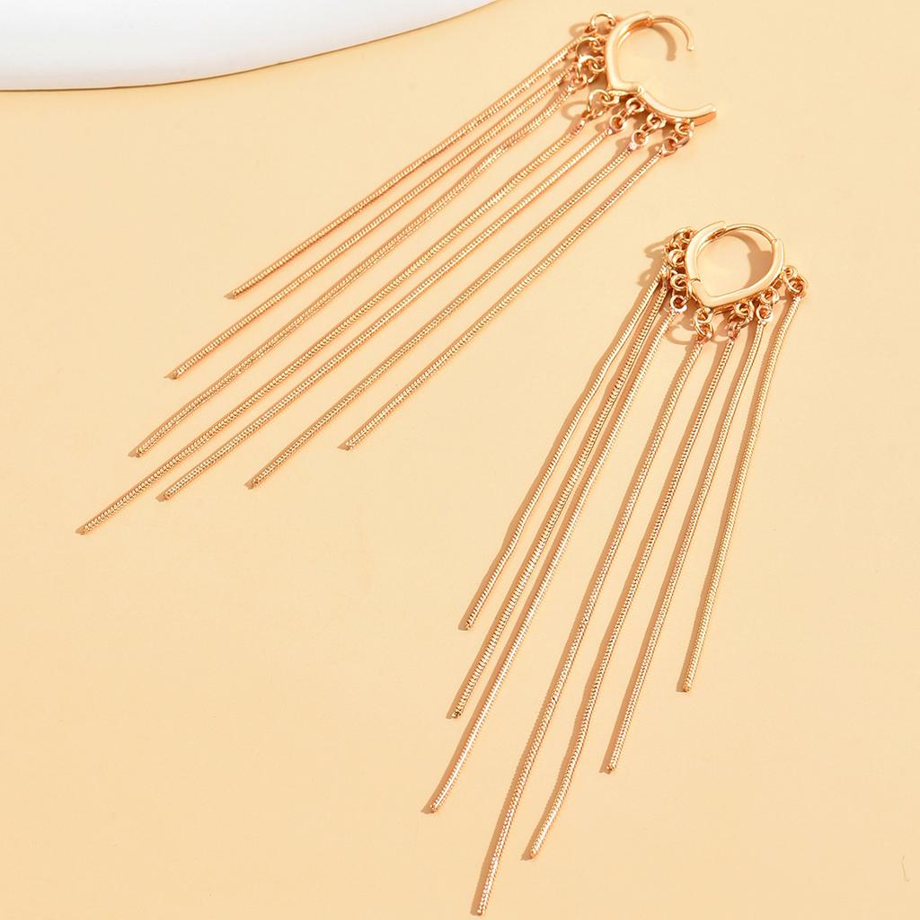 Older Tassel Earrings Women'S Temperament Simple And Thin Chain Ear Buckles Earrings Heart Shape