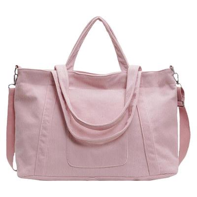 Womens Crossbody Bag Corduroy Shoulder Bag Large Capacity Messenger Bag Student School Bag Fashion Top Handle Bag  Pink