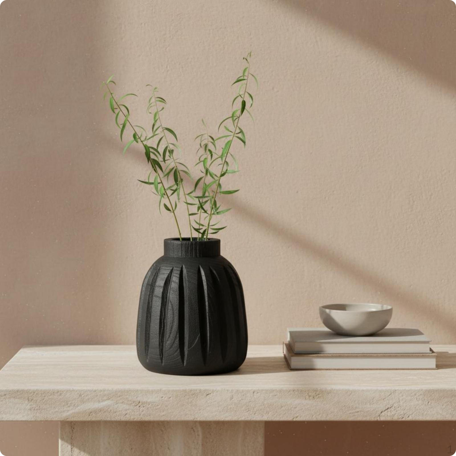 Wooden Decorative Vase Vertical Groove Design Wood grain Home Decor Available for Vase a