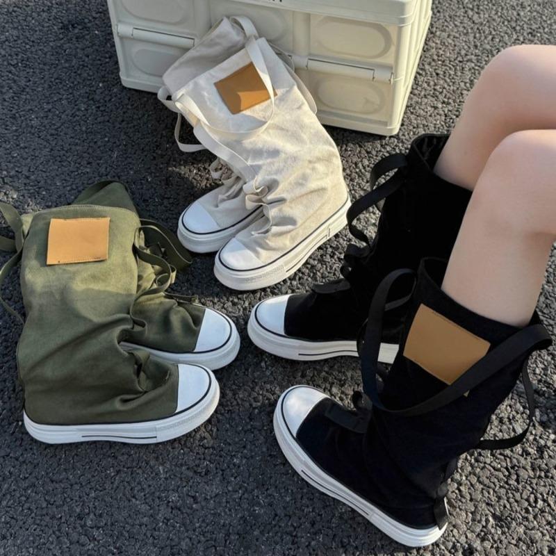Fashion Women Boots New High Top Canvas Shoes Women Fashion High Quality Trouser Barrel Stacking Boot Breathable Comfort Shoes for Women