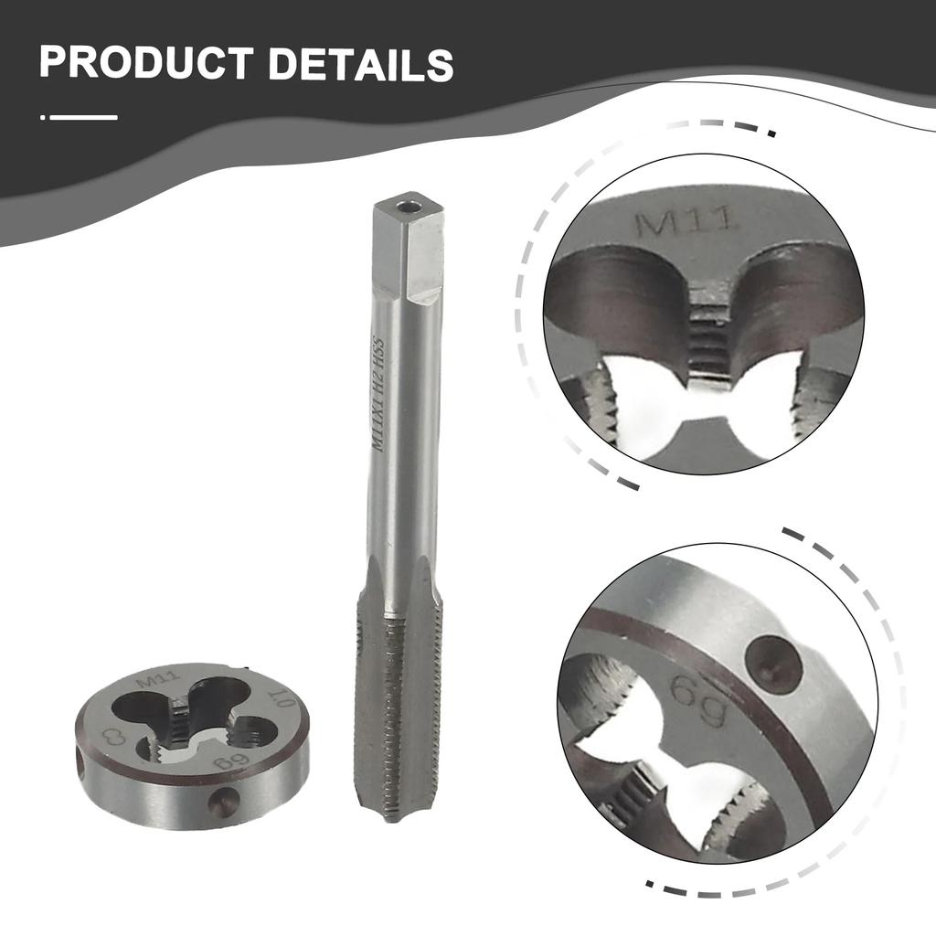 2 szt. Gwintownik HSS M11 X 1mm i Narzynka M11 X 1.0mm Gwint Metryczny Prawoskrętny Gwintownik Narzynka M934 Do Stali Nierdzewnej Żelaza Miedzi Do Cięcia Okrągłych