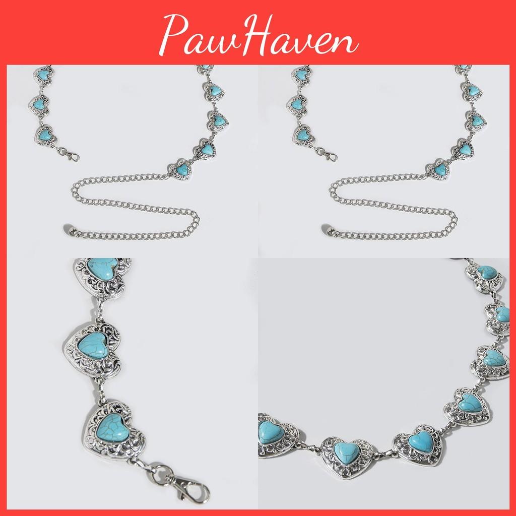 Waist Women Metal Chain With Heart Shaped Turquoise For Chic Winter Accessories