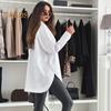 Office Lady Shirt Women Casual Lapel Long Sleeve Solid Color Loose Fit Tops Commuting Style Single Breasted Shirt