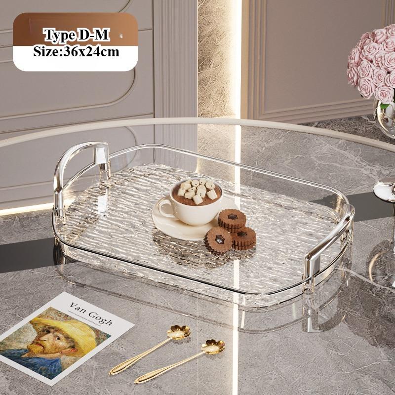 Clear Plastic Serving Tray PET Material with Handles Versatile Dining Tea Serving Platter for Home Restaurant Cafe Decorate