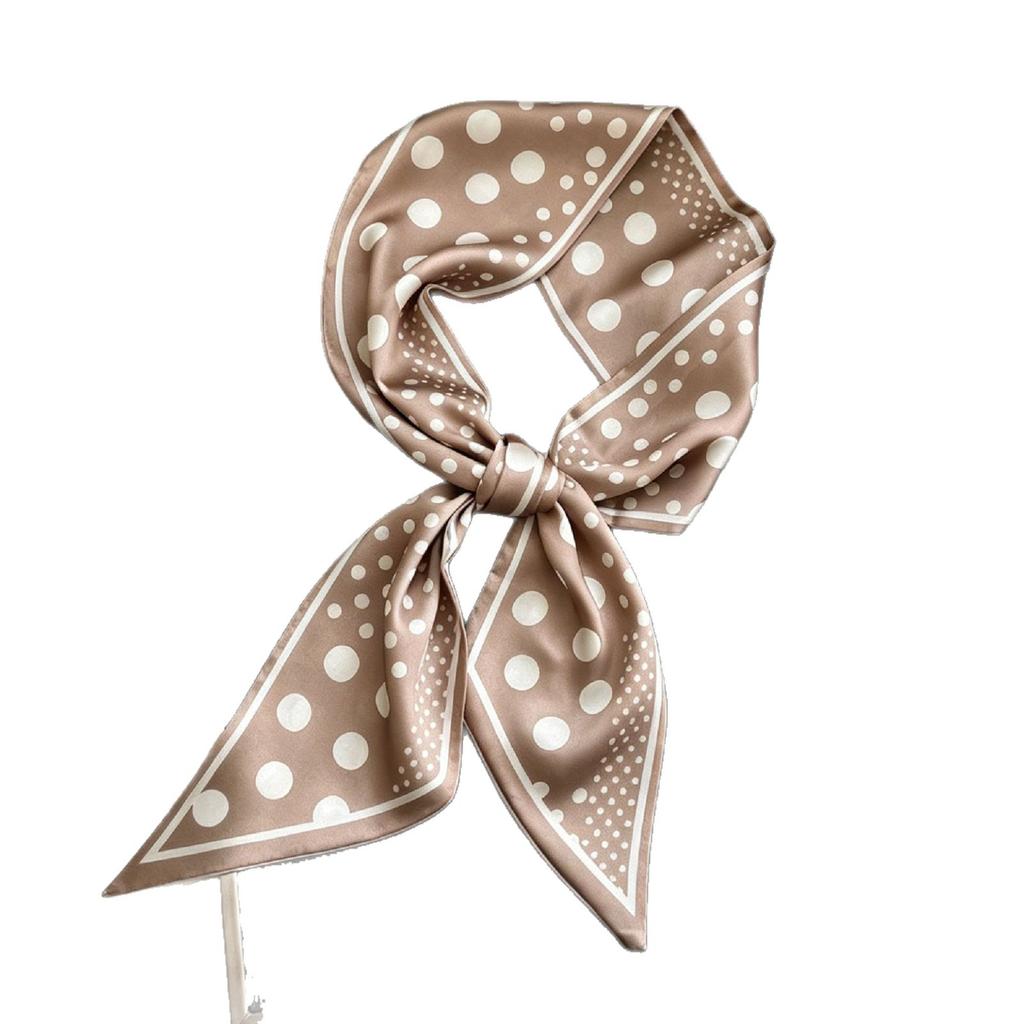 French retro polka dot long silk scarf women's spring and summer fashion temperament versatile high-end scarf headband streamer belt