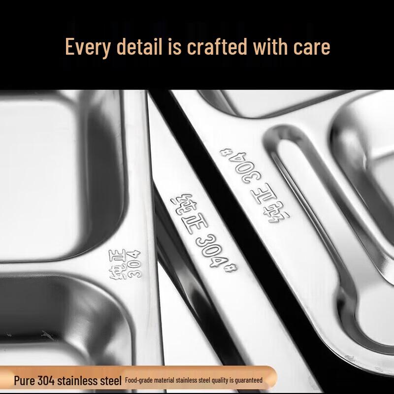 LETGANT 304 Stainless Steel 6-Compartment Meal Tray