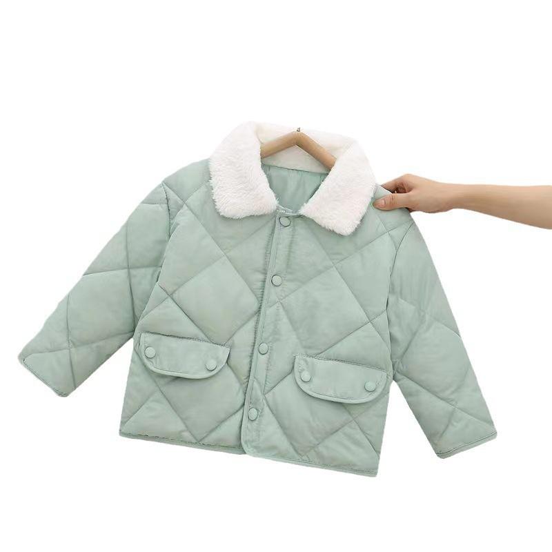 Children's Fall/Winter Korean-Style Down-Filled Jacket with Fur Collar—Thick, Warm Outerwear for Babies