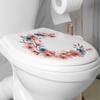 Hand Painted Floral Wreath Toilet and Multi-Surface Sticker Set Waterproof Self-Adhesive Removable Decal for Bathroom WC Home Decor