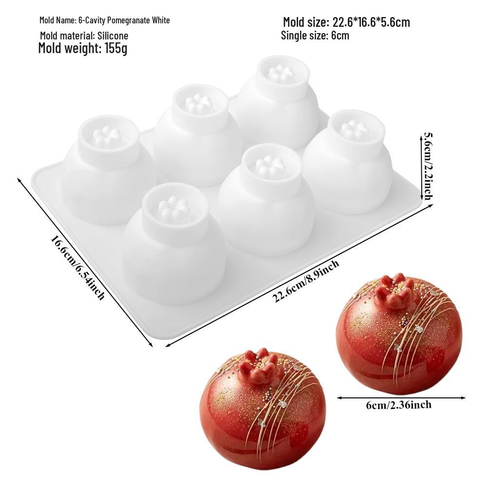 3D Fruit Mousse Silicone Cake Molds: Pear, Apple, Pineapple, Peach, Durian, Raspberry.