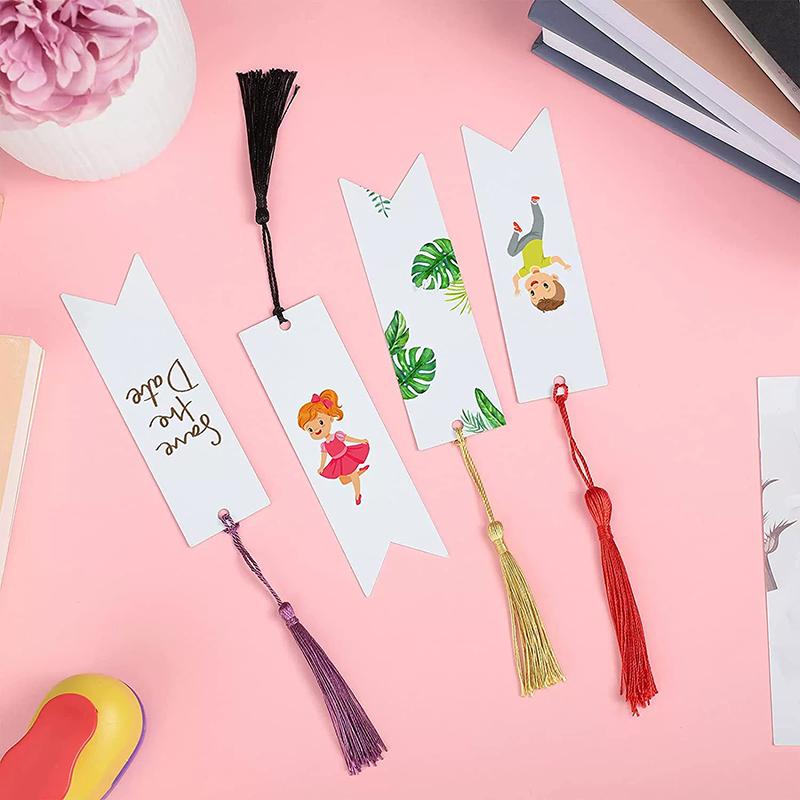 WTEMPO Clear Acrylic Blank Colorful Tassel Bookmarks Hand-Painted Bookmarks Gifts for Book Lovers/Readers DIY Hanging Tags Labels Making Accessories