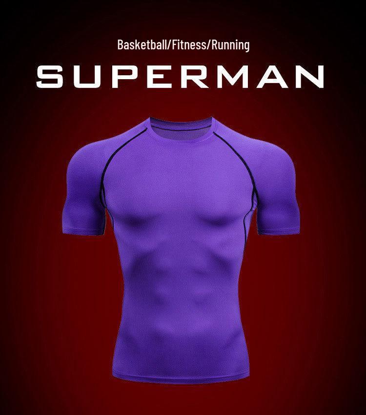 Men's Quick-Dry Sports Compression Short Sleeve Shirt for Running & Cycling
