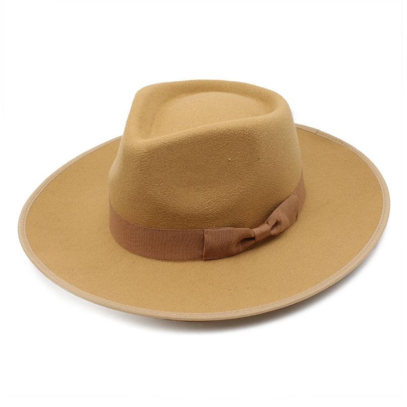 

Шерстяной джазовый цилиндр, теплая шляпа-бантик, стильный цилиндр M（56-58cm） верблюд