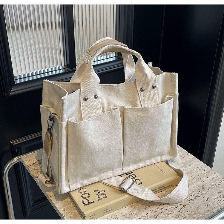 2024 Multi-Layer Color Block Canvas Crossbody Tote Bag for Mommies