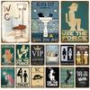 Man Lady Funny WC Sign Metal Poster Toilet Plate Tin Plaque KTV Bar BBQ Shop Bathroom Wall Decor Mural Home Vintage Photo Pub