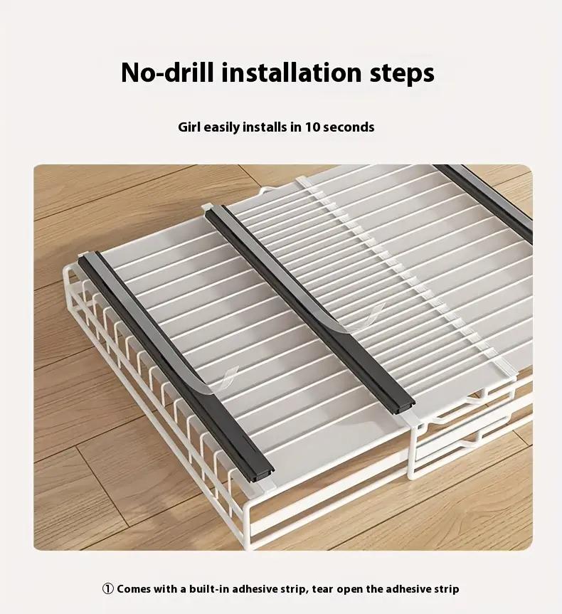 Pull-out Kitchen Storage Rack , No-drill Installation, Adjustable Width, Storage Tray Suitable for Kitchens Cabinets Organizer