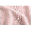 Women Light Blue V Neck Short Sleeve Knit Cardigan With Lace Openwork And Pearl Buttons