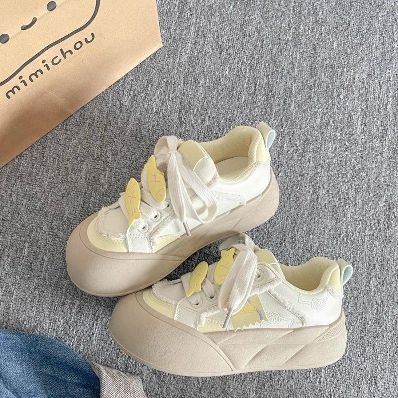 Niche Spring Women's Shoes Platform Heightening Shoes Bread Shoes Campus Style Versatile Casual Board Shoes