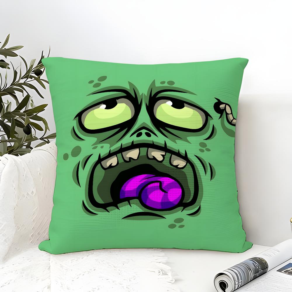 Pillow Case Cotton Linen Fabric Square Zipper Pillowcase Home Decorative Living Room Cartoon Expressions Of Angry Eyes 3