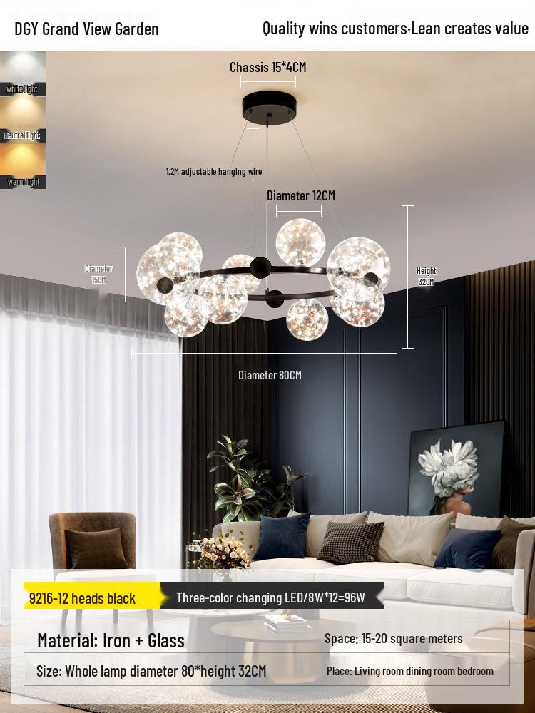 Nordic Modern Minimalist Luxury Starlight Chandelier for Living Room, Dining Room & Bedroom - Model 021L