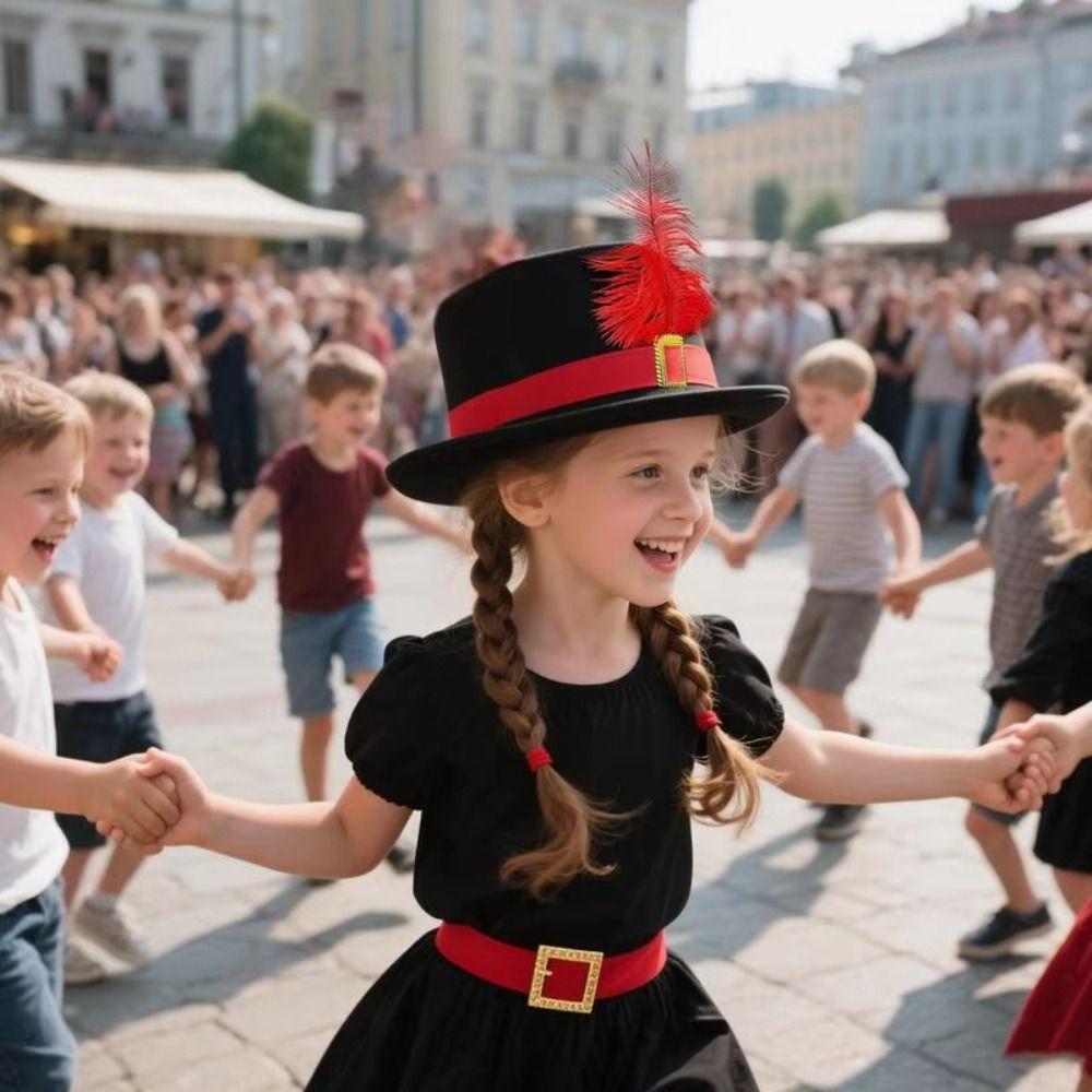 Magician Hat Musketeers Costume Hat Vintage Black Kids Cosplay Hat  Men Women Unisex