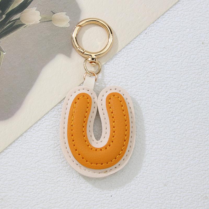 PU-Leder Bonbonfarbe A bis Z Initialen Schlüsselanhänger für Damen Einfach Mode Rucksack Telefonanhänger Autoschlüsselanhänger Schmuck Geschenke