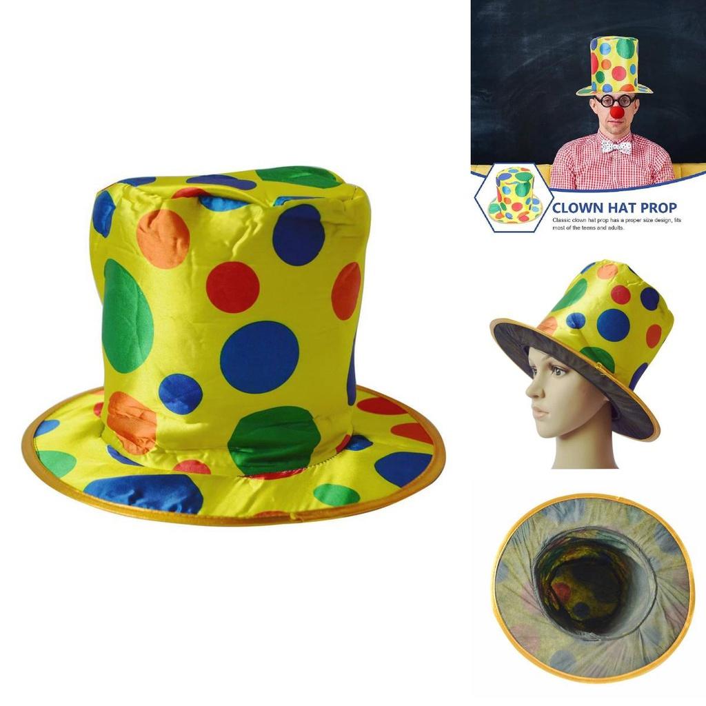Halloween Party Performance Hat Clown Polka Dot Top Hat Magic Jazz Hat High Top Hat
