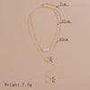 Fashion exaggeration, geometric ring circle pearl pendant, multi-layer stacking design women's long necklace necklace necklace