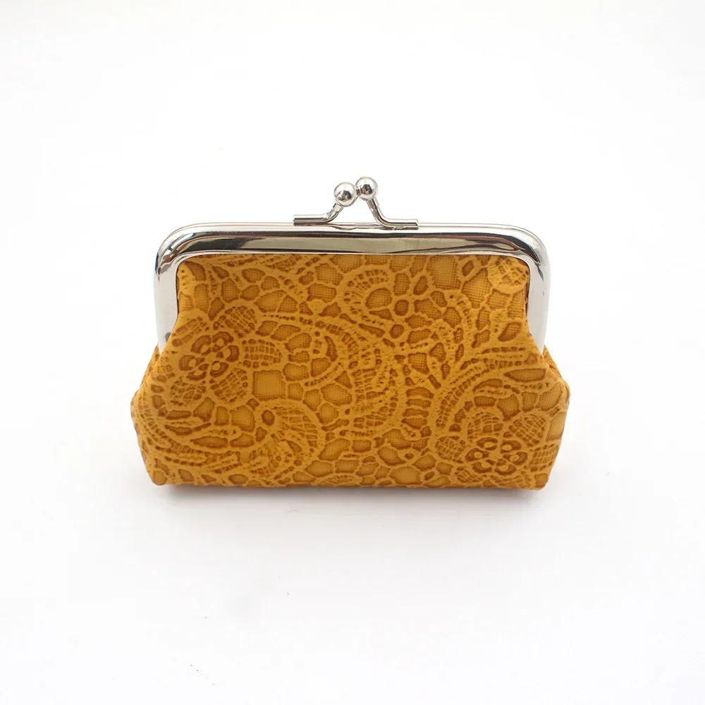 Small PU Leather Lace Embossed Wallet Mini Coin Purse Data Cable Organizer Portable Clutch Pouch