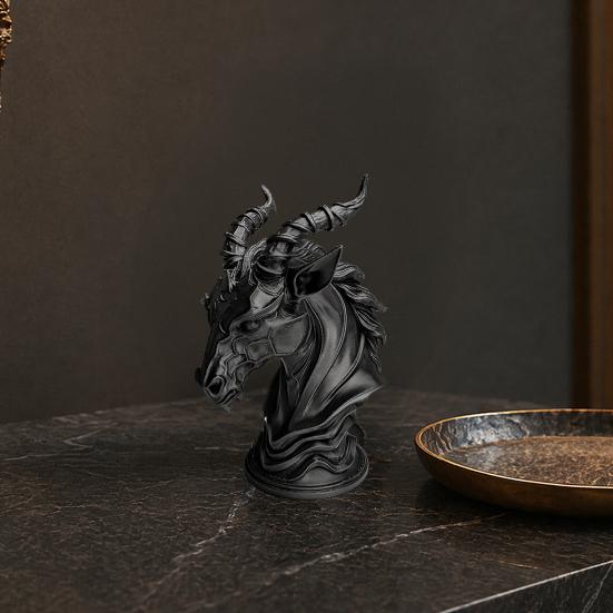 Dark Sheep-Headed Ornament, 3D Printed Gothic Devil Sculpture, with Detailed Horn Texture Desktop Statue, for Home Decoration