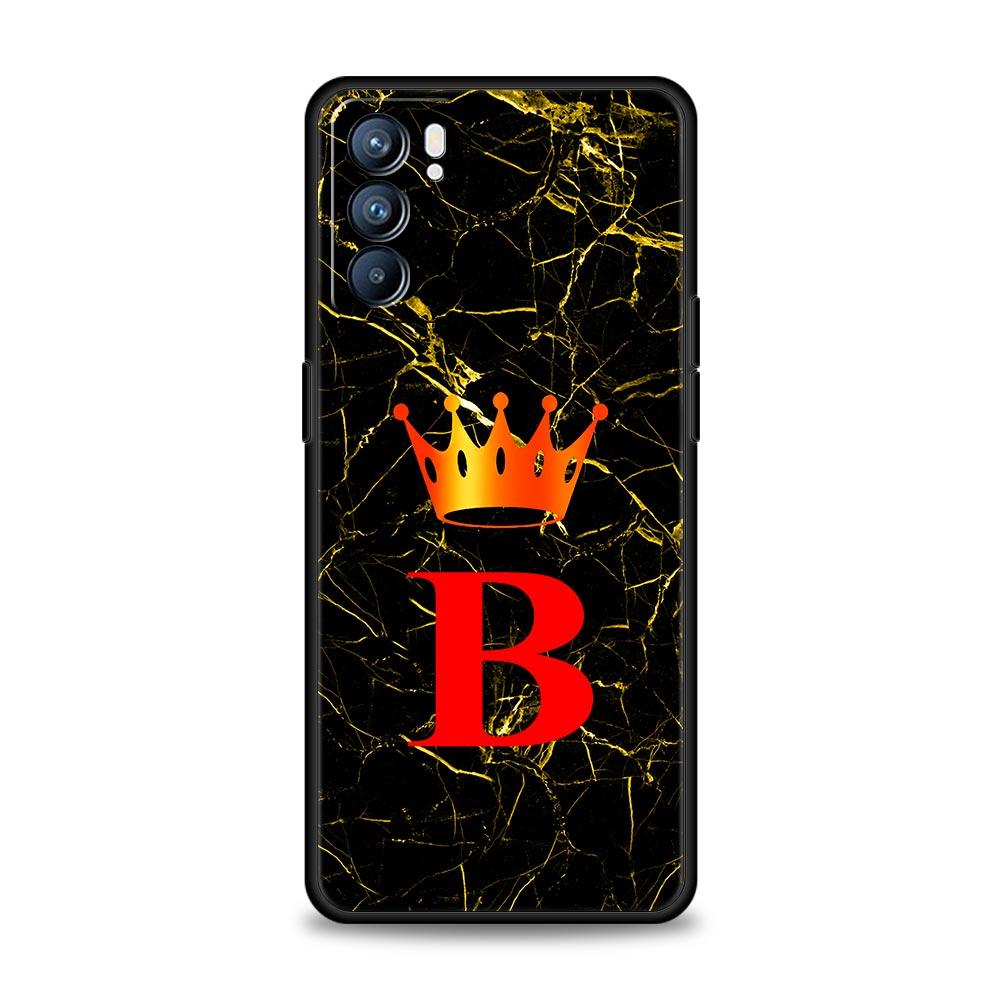 Marble Letter Phone Case For Oppo A17 A31 A54 A57 A78 A79 A98 Find X5 X6 Reno 6 7 8 10 11 12 13 F Pro 5G Soft TPU Cover Fundas