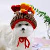 Adjiustable Pet Knitted Hat Elastic Cat Cosplay Headwear Halloween Pet Headgear  Photo Props