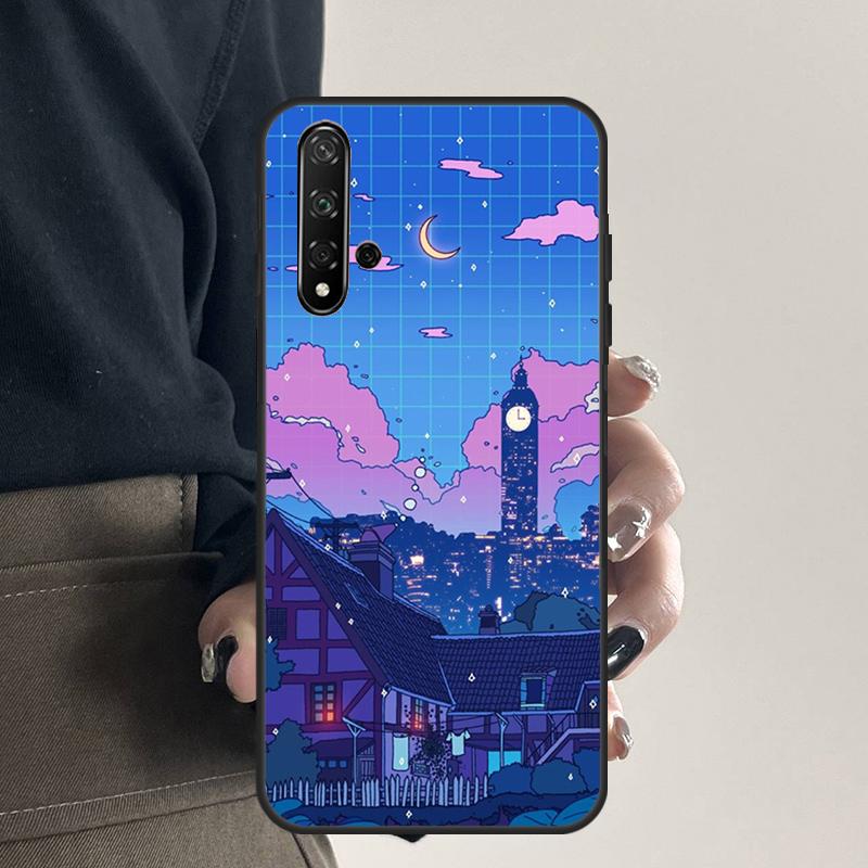 Neon Village Bathhouse Night For Huawei Nova Y70 Y90 Y60 Y61 Y91 Y72 9 10 SE 12i 12s 11i 5T P60 Pro P20 P30 P40 Lite Case