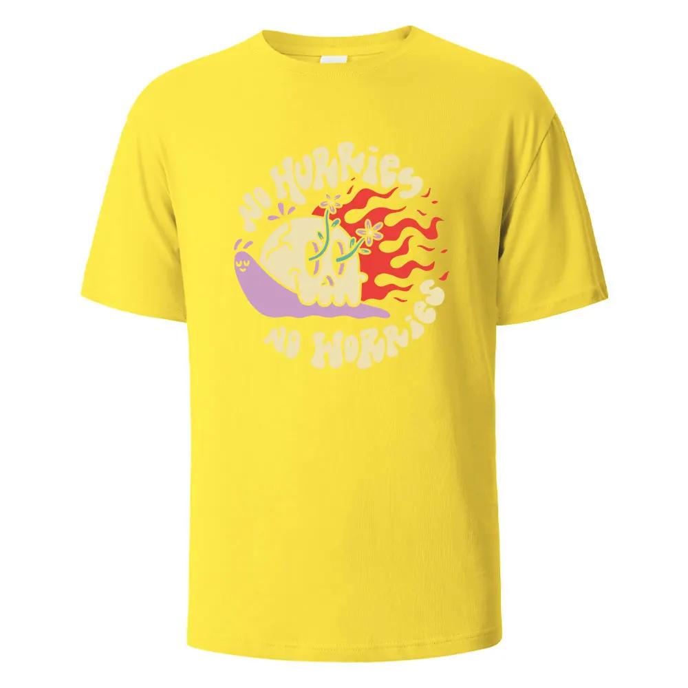 

Мужские футболки с принтом Без спешки Без забот 100% хлопок Летние дышащие удобные топы с коротким рукавом и круглым вырезом Мужская одежда XXXXXL жёлтый