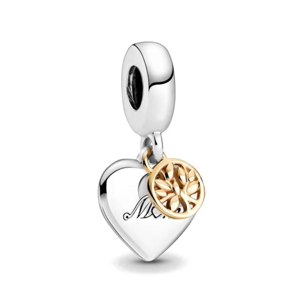 New 925 Silver Family Tree House Charm Pendant with Stars Moon for DIY Bracelet Jewelry Accessories