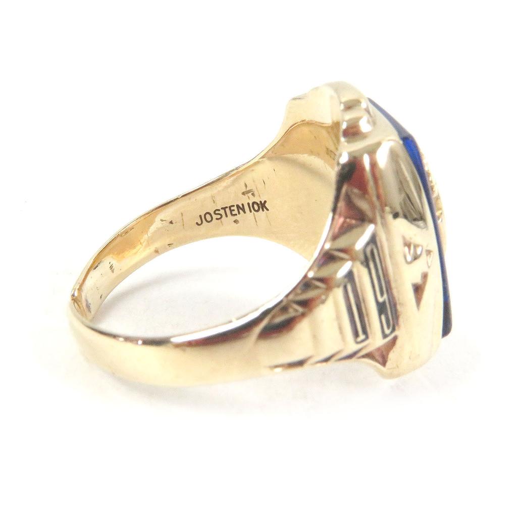 Great JOSTENS Ring 1951 FHS Accessories College Gold Blue 10K Mens Used