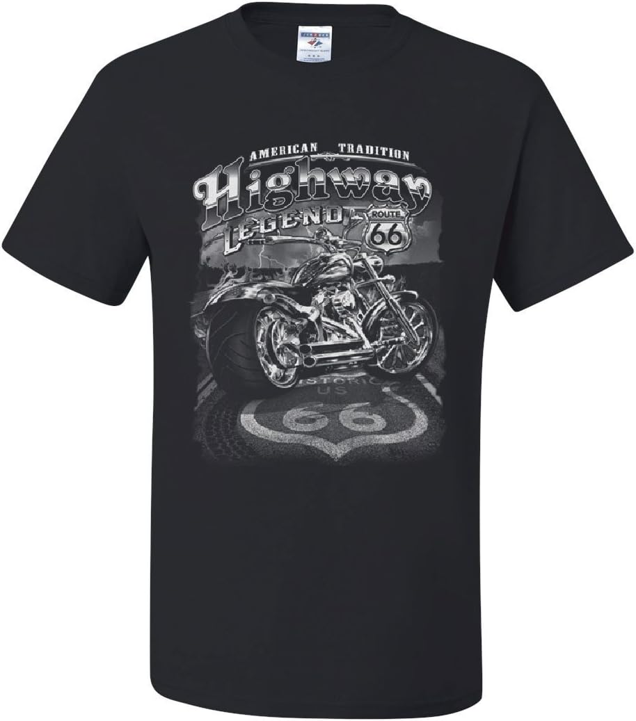 Highway Legend Route 66 T-Shirt Biker American Tradition Chopper Mens Tee Shirt S разноцветный