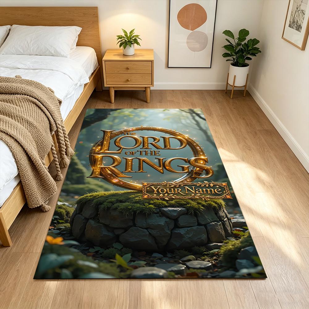 Lord Rings Customized Name Floor Rug Office Rug Suitable for Balcony Foyer Game Room Decorate room Anti-slip Rug Decorate Offices