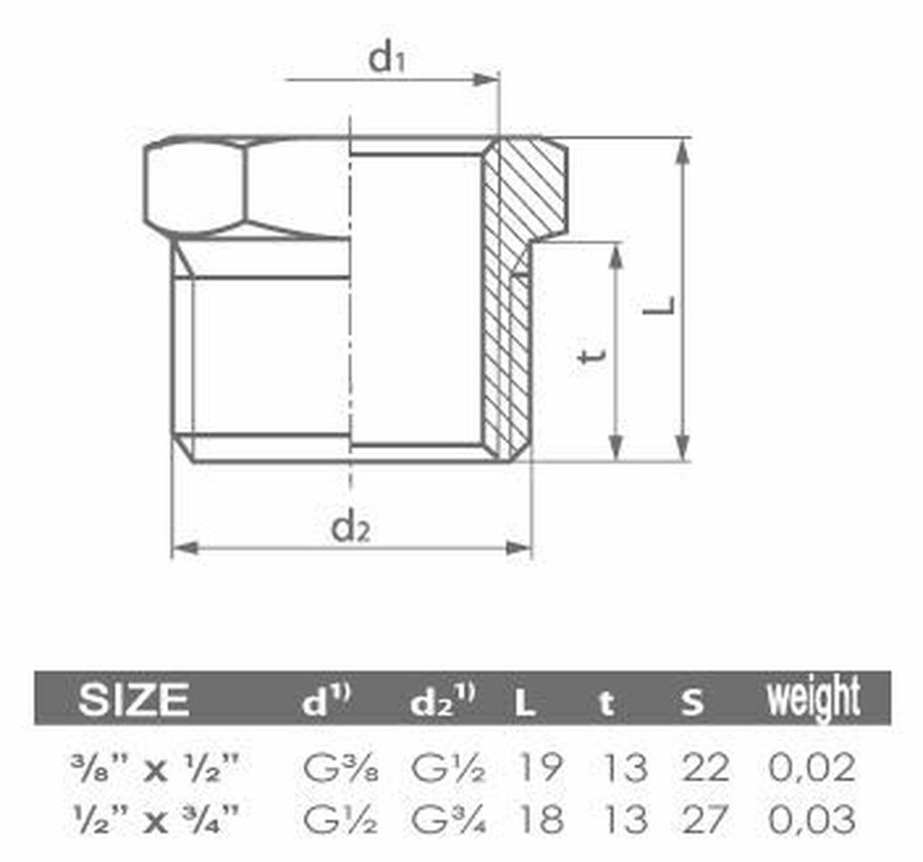 Redukcja Mosiężna 1/2"X1/4”