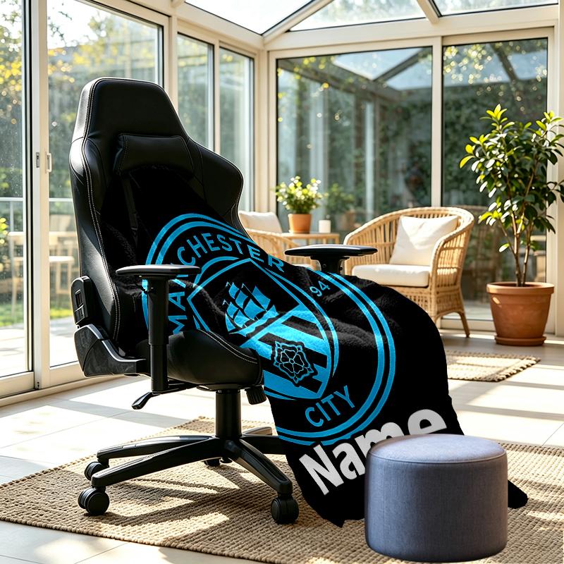 Custom Name Personalized Manchester City FC Print Blankets, Home Decor, Bedroom, Sofa, Camping, Couch, Gifts for Birthday Christmas