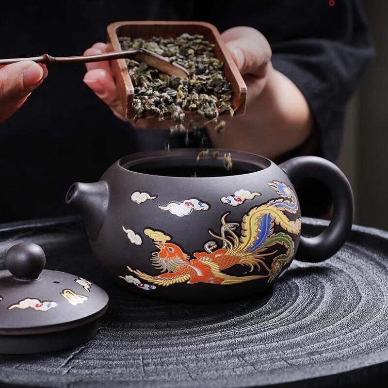 Zisha Dragon & Phoenix Color-Changing Teapot