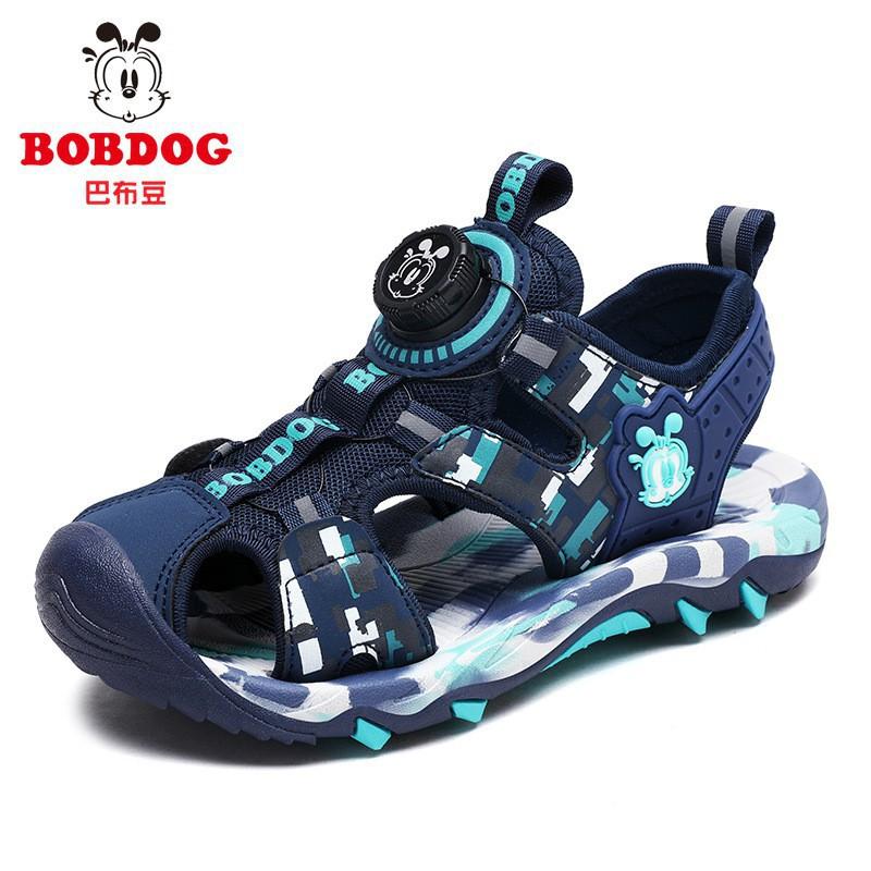 Bobdog Boys  sandals New Style Medium Large Boys  Girls  soft Sole Anti-slip Baotou Children s Sports Beach Shoes 28 темно-синий
