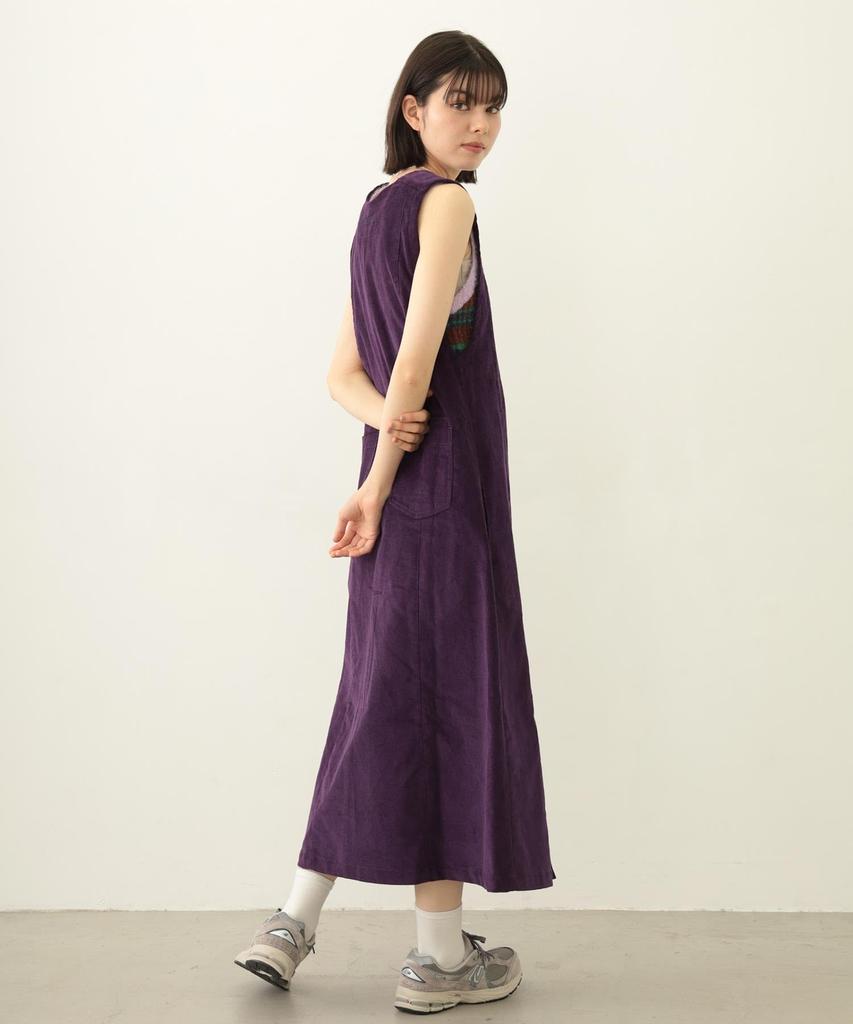 Milkfed Women's Corduroy Jumper Skirt Casual Dress in Purple