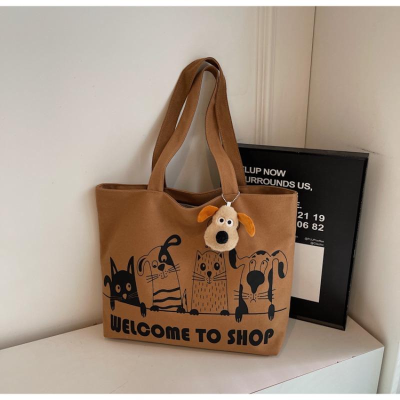 Casual Large-capacity Canvas Bag Women's New Lightweight and Versatile Commuter Shoulder Bag Portable Tote Bag