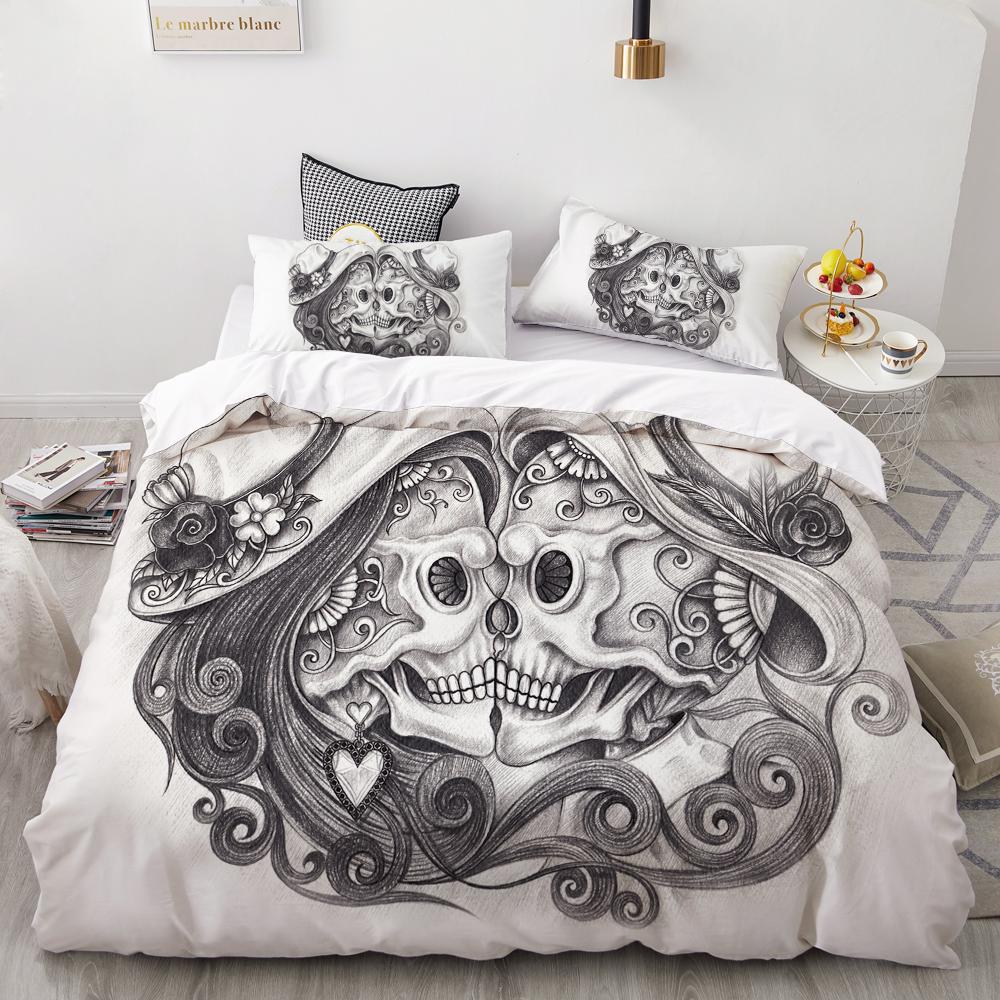 

3D Набор пододеяльников на заказ, Постельные наборы США/Австралия/Европа/Двуспальный/Королевский, Набор покрывал/одеял, Постельный набор Купидоны Череп, дропшиппинг 135x200cm 3pcs